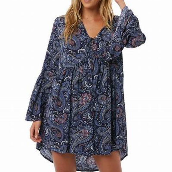 TIGERLILY Mayfield Paisley Blue Bell Sleeve Smock Mini Dress RRP$190 - Picture 7 of 16